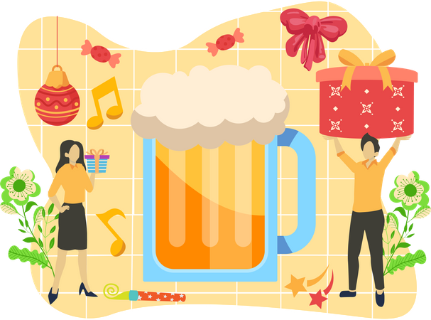 New year beer  Illustration