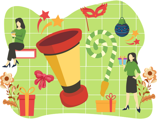 New year bullhorn  Illustration