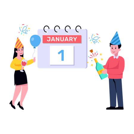 New Year Calendar Illustration