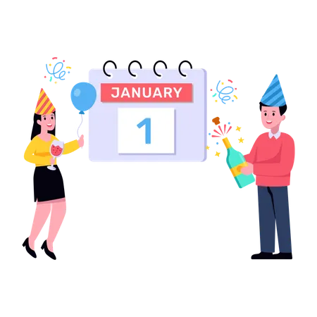 An Editable Flat Illustration Of New Year Calendar Illustration