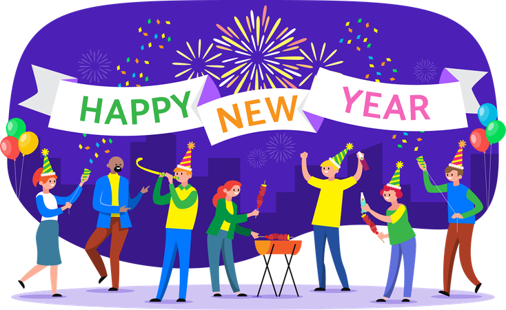 New Year Celebration  Illustration