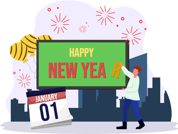 New year celebration on January 1 Illustration