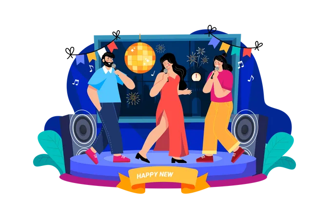 New Year Dance Party Illustration