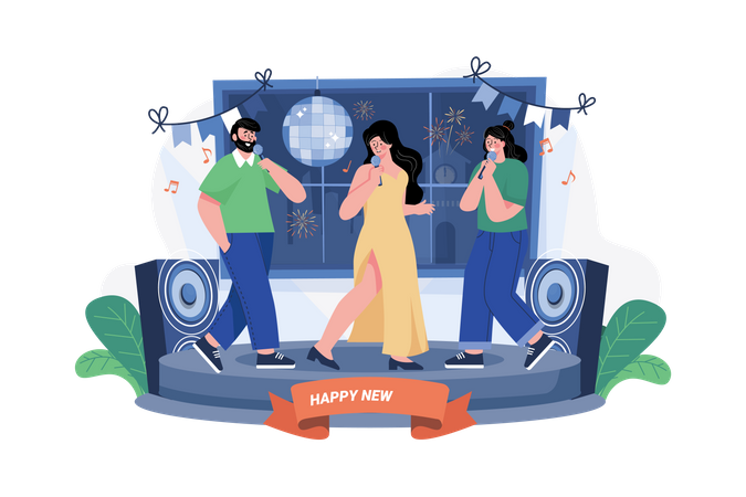New Year Dance Party  Illustration