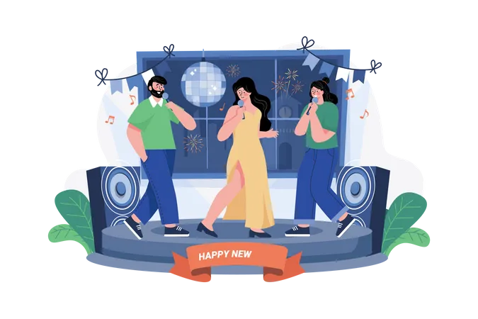 New Year Dance Party  Illustration