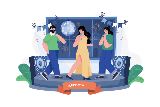 New Year Dance Party  Illustration