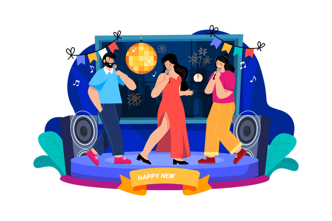 New Year Dance Party  Illustration