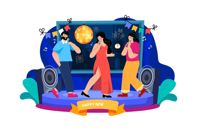 New Year Dance Party  Illustration