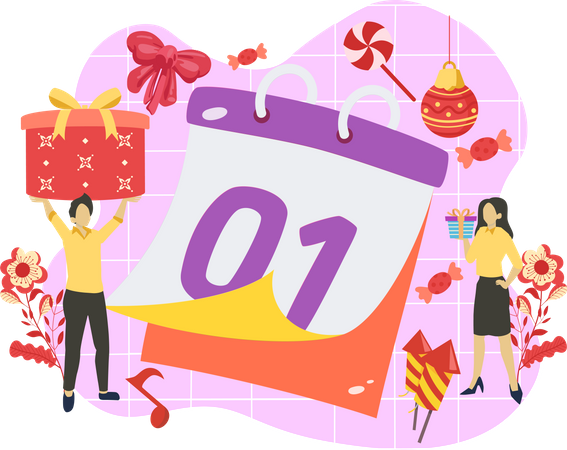 New year date on calendar  Illustration