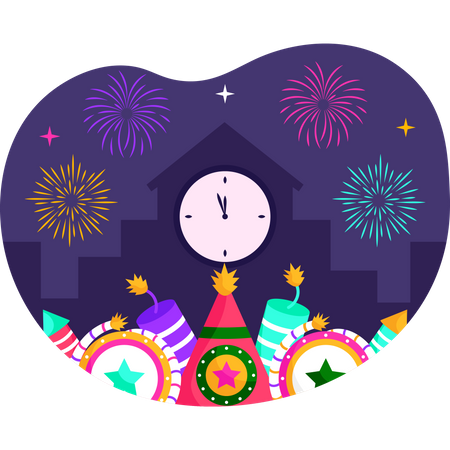 New Year Fireworks Illustration