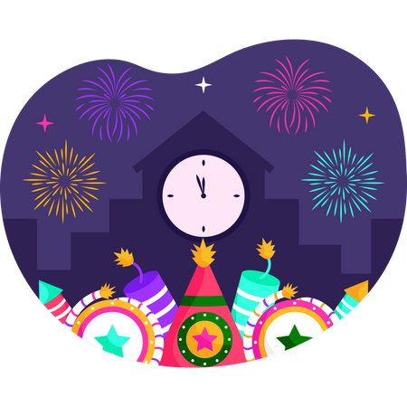 New Year Fireworks  Illustration