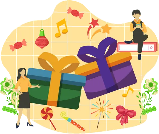 New year gift boxes Illustration