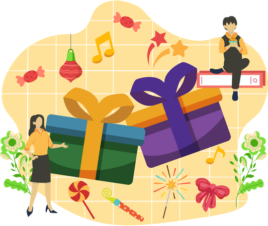 New year gift boxes  Illustration