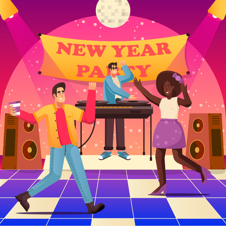 New year midnight party celebration  Illustration