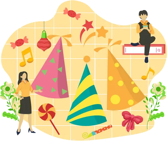New year party cap  Illustration