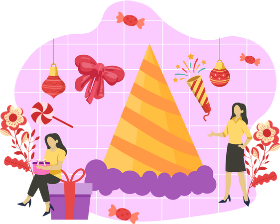New year party hat  Illustration