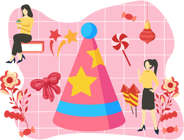 New year party hat  Illustration