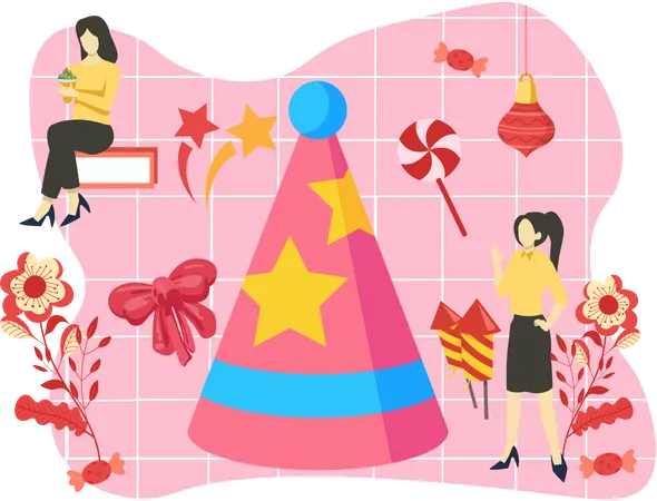 New year party hat  Illustration