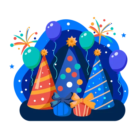 New year party hats  Illustration