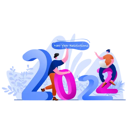 New Year 2022 Resolution Business Flat Illustration Perfect For Landing Pages Templates UI Web Mobile App Posters Banners Flyers Development Vector Illustration