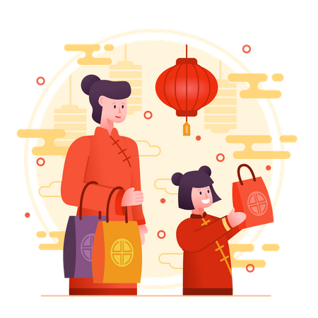 New Year Shopping  Illustration