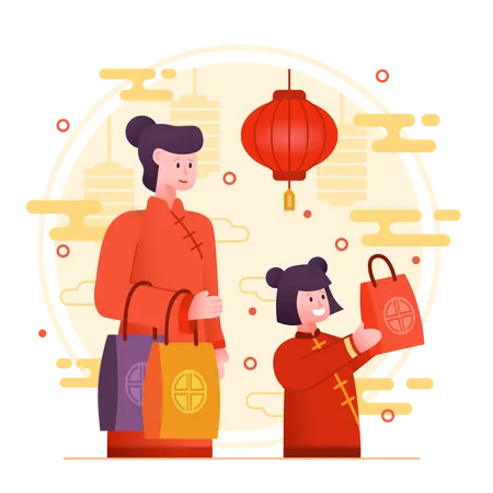 New Year Shopping  Illustration