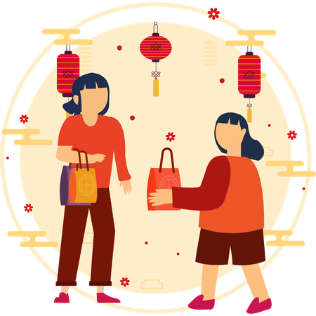 New Year Shopping  Illustration