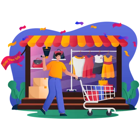 New Year Shopping Sale  Illustration