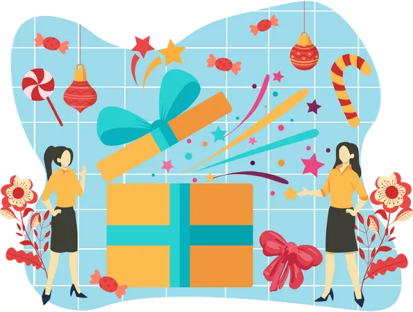 New year surprise gifts  Illustration