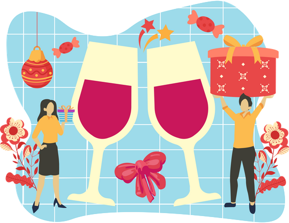 New year wine drink  Illustration