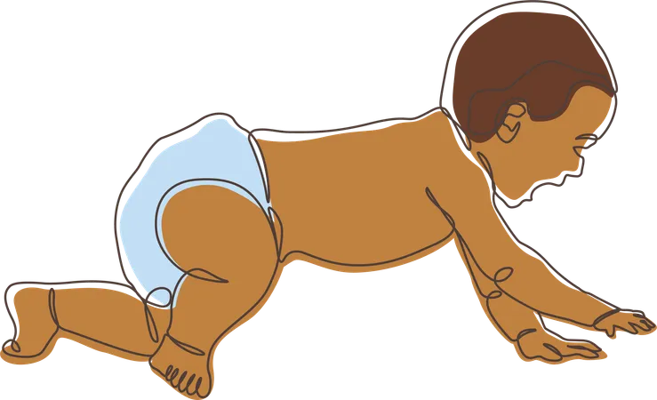 Newborn Baby Character Crawling  Illustration