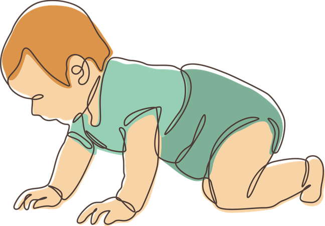 Newborn Baby Crawling  Illustration