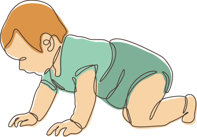 Newborn Baby Crawling  Illustration