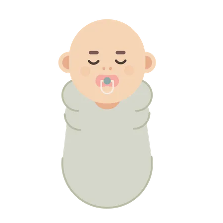 Newborn Baby Sleeping with pacifier  Illustration