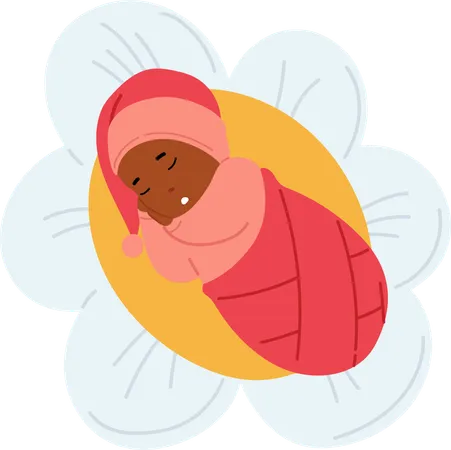 Newborn Baby Sleeps Peacefully  Illustration