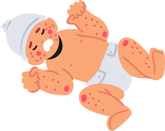 Newborn Child with Food Allergy Symptoms  Illustration