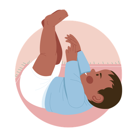 Newborn playing with own self  Illustration