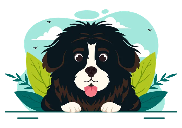Newfoundland Dog Animals Vector Illustration With Black Brown Or Landseer Color In Flat Style Cute Cartoon Nature Background Design Illustration