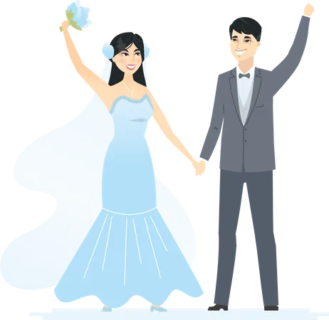 Newly married Chinese couple Illustration