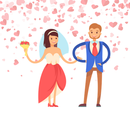 Newly Married Couple  Illustration