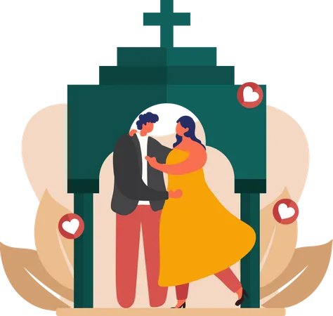 Newly Married Couple Illustration