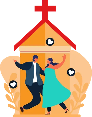 Newly Married Couple Dancing Illustration