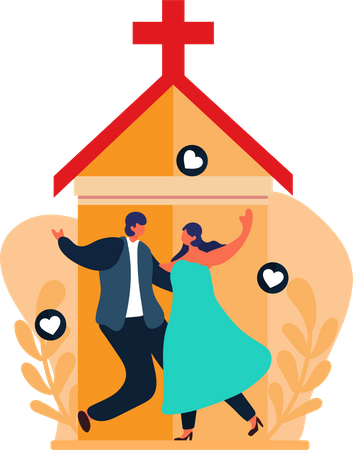 Newly Married Couple Dancing  Illustration