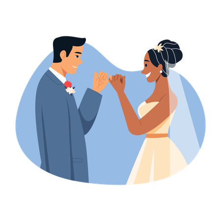 Newly Married Couple doing Pinky promise  Illustration