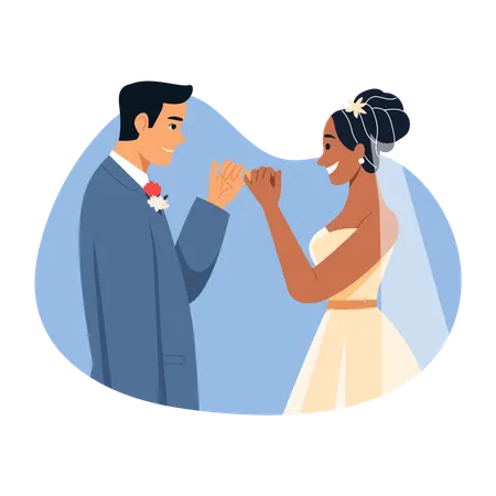 Newly Married Couple doing Pinky promise  Illustration