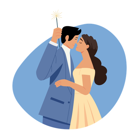 Newly Married Couple doing romance  Illustration