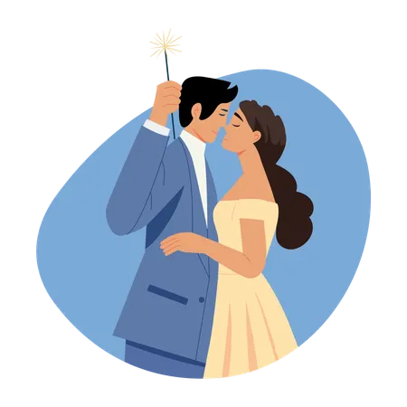 Newly Married Couple doing romance  Illustration