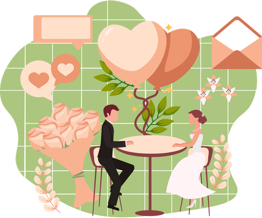 Newly Married Couple  Illustration