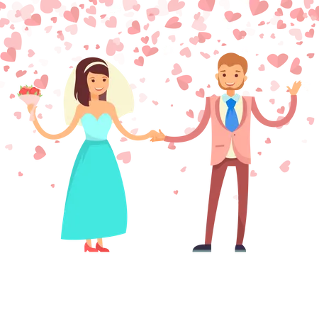 Newly Married Couple  Illustration