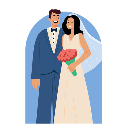 Newly Married Couple  Illustration
